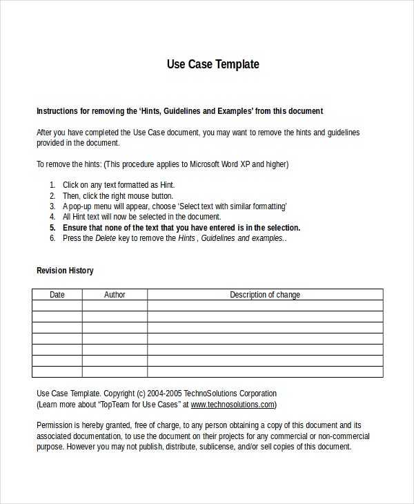 use cases template